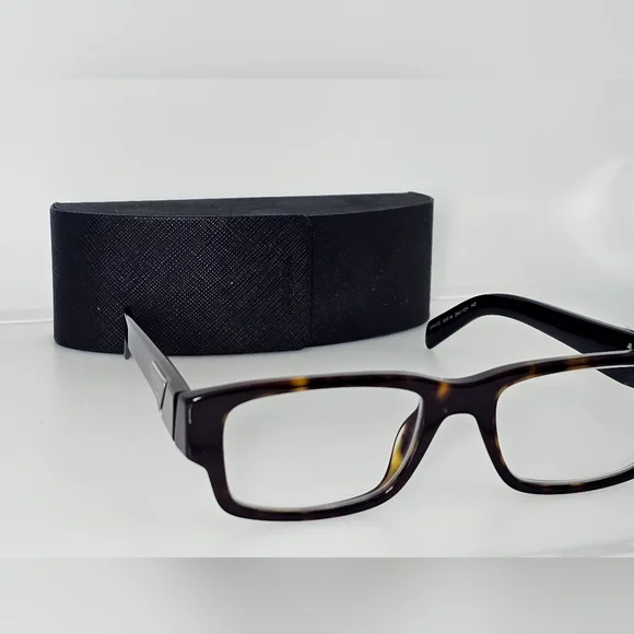 Prada Tortoise Shell Glasses PR07ZV Rectangle Eyeglasses RX Apprx -2.0 - Picture 4 of 11